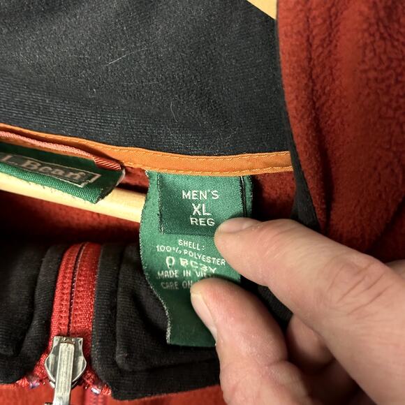 L.L. Bean Zip Up Fleece Size XL Orange Y2K Era Hiking Climbing - Picture 5 of 6